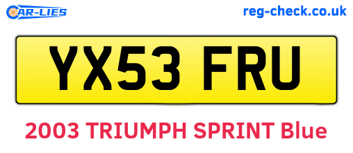 YX53FRU are the vehicle registration plates.