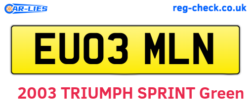 EU03MLN are the vehicle registration plates.