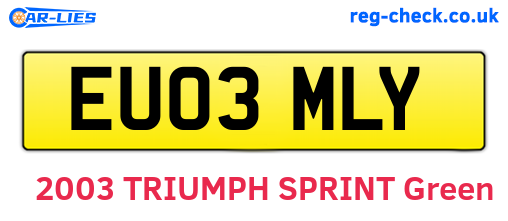 EU03MLY are the vehicle registration plates.