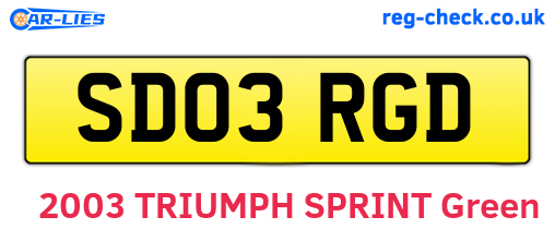 SD03RGD are the vehicle registration plates.