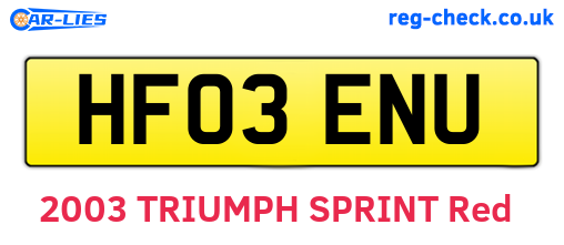 HF03ENU are the vehicle registration plates.