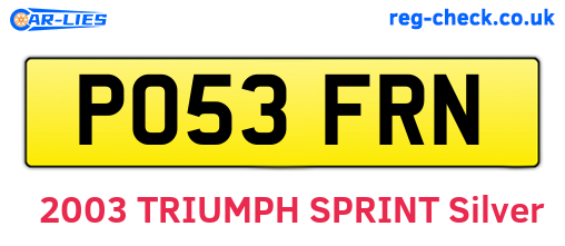 PO53FRN are the vehicle registration plates.
