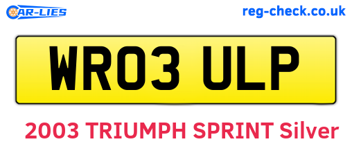 WR03ULP are the vehicle registration plates.