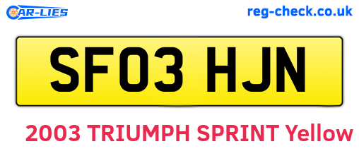SF03HJN are the vehicle registration plates.