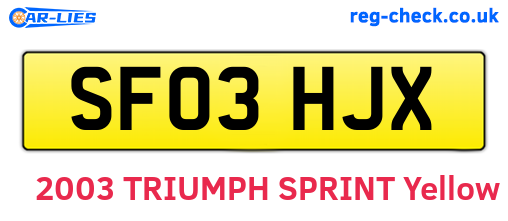 SF03HJX are the vehicle registration plates.