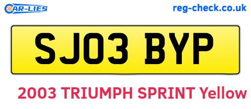 SJ03BYP are the vehicle registration plates.