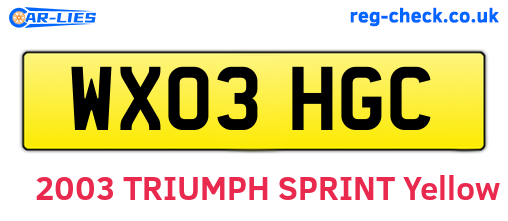 WX03HGC are the vehicle registration plates.