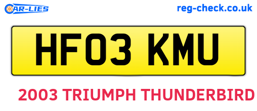 HF03KMU are the vehicle registration plates.