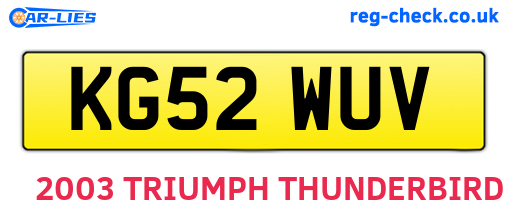 KG52WUV are the vehicle registration plates.