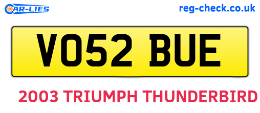 VO52BUE are the vehicle registration plates.