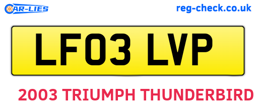 LF03LVP are the vehicle registration plates.
