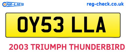 OY53LLA are the vehicle registration plates.