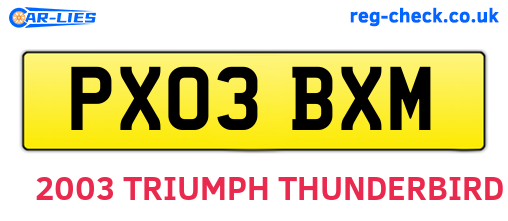 PX03BXM are the vehicle registration plates.