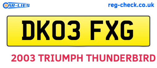 DK03FXG are the vehicle registration plates.
