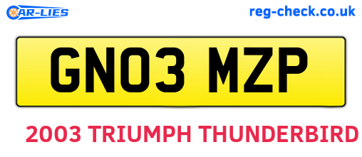 GN03MZP are the vehicle registration plates.