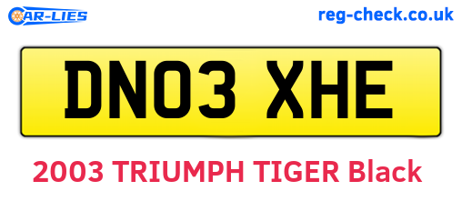 DN03XHE are the vehicle registration plates.