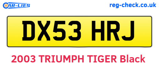 DX53HRJ are the vehicle registration plates.