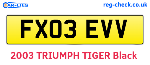 FX03EVV are the vehicle registration plates.