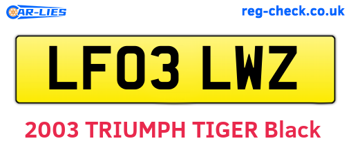 LF03LWZ are the vehicle registration plates.