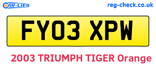 FY03XPW are the vehicle registration plates.