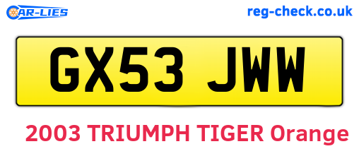 GX53JWW are the vehicle registration plates.