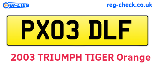 PX03DLF are the vehicle registration plates.