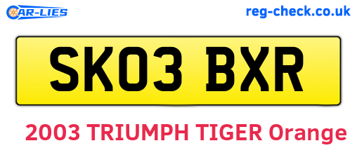 SK03BXR are the vehicle registration plates.