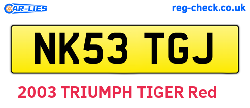 NK53TGJ are the vehicle registration plates.