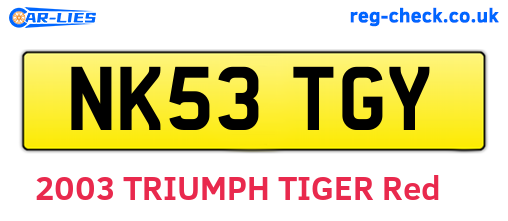 NK53TGY are the vehicle registration plates.
