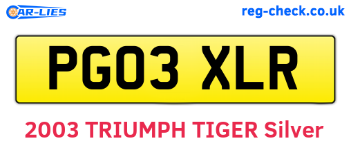 PG03XLR are the vehicle registration plates.