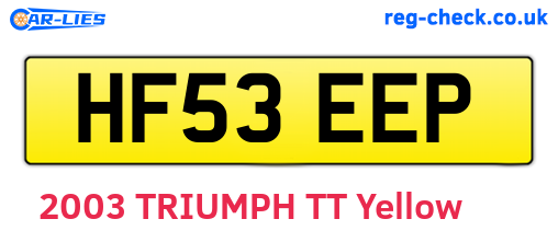 HF53EEP are the vehicle registration plates.