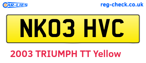 NK03HVC are the vehicle registration plates.