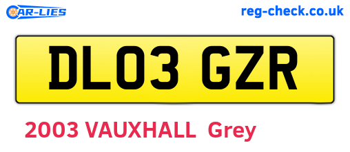 DL03GZR are the vehicle registration plates.