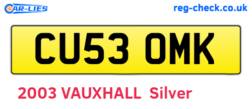 CU53OMK are the vehicle registration plates.