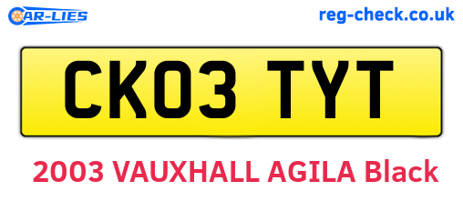 CK03TYT are the vehicle registration plates.