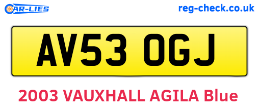 AV53OGJ are the vehicle registration plates.