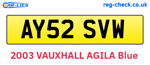 AY52SVW are the vehicle registration plates.