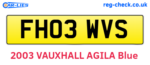 FH03WVS are the vehicle registration plates.