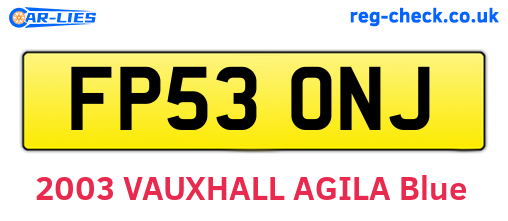 FP53ONJ are the vehicle registration plates.