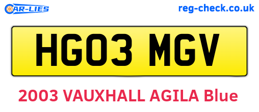 HG03MGV are the vehicle registration plates.