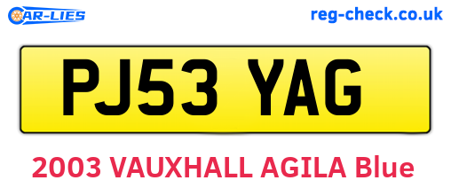 PJ53YAG are the vehicle registration plates.