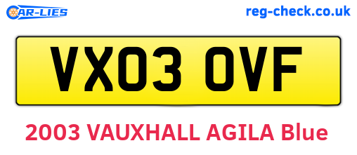 VX03OVF are the vehicle registration plates.
