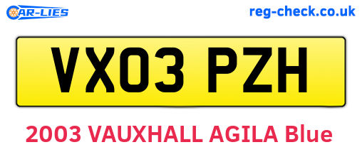 VX03PZH are the vehicle registration plates.