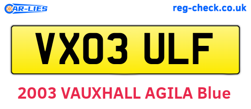 VX03ULF are the vehicle registration plates.