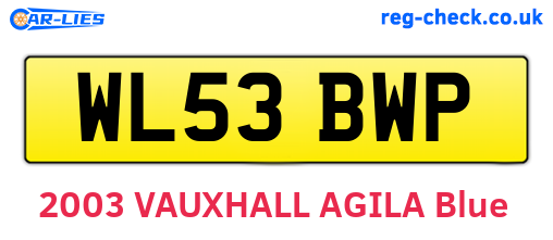 WL53BWP are the vehicle registration plates.