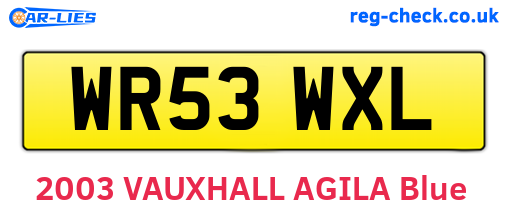 WR53WXL are the vehicle registration plates.