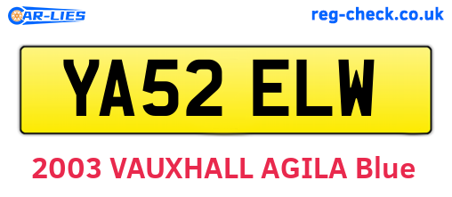 YA52ELW are the vehicle registration plates.