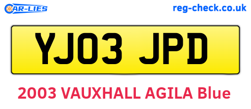 YJ03JPD are the vehicle registration plates.