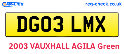 DG03LMX are the vehicle registration plates.