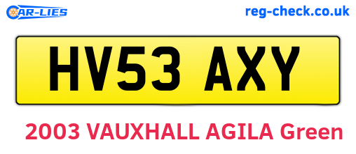 HV53AXY are the vehicle registration plates.